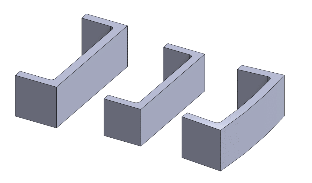 A 3d model of a pair of injection molded gray blocks.